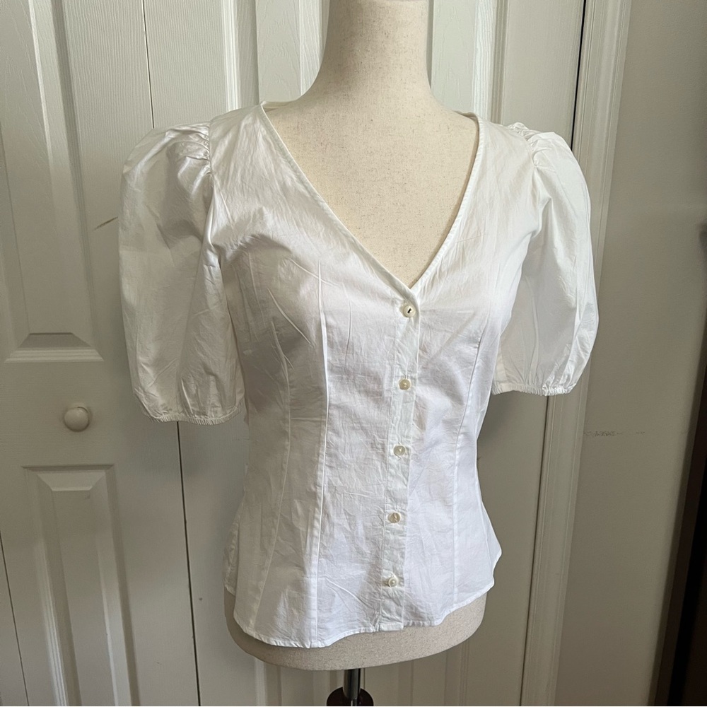 French Connection Ivory Button-Up Blouse